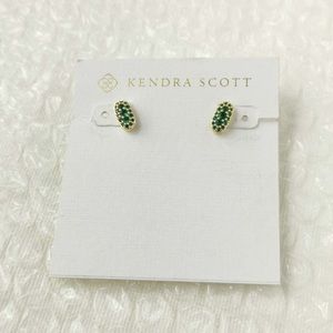 HP! ✨ Kendra Scott Green Spinel Grayson Crystal Stud Earrings Gold
